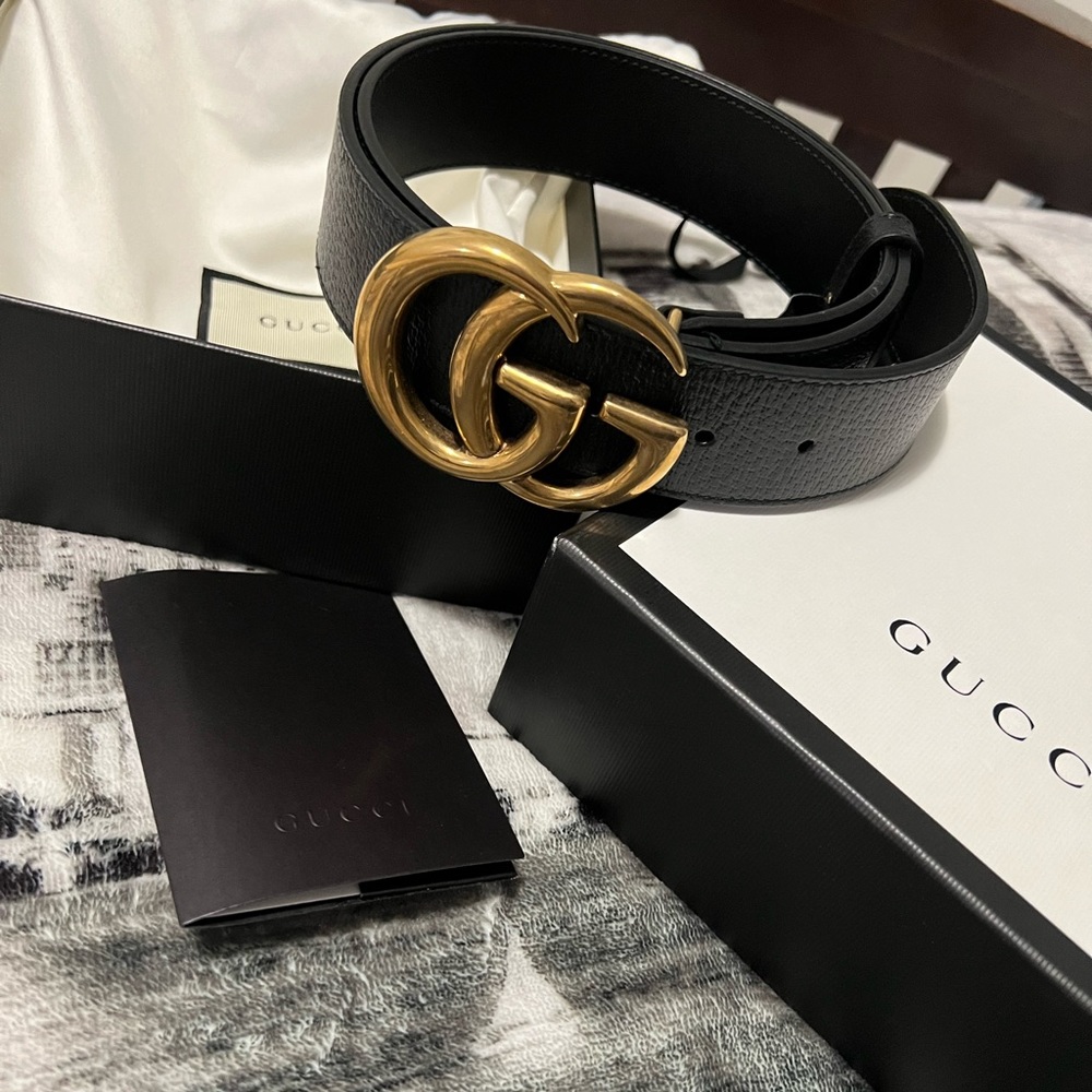 Gucci GG Wide Leather Belt (Unisex)